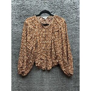 Joie Jenny Floral Balloon Sleeve Top Button Down Womens Size M
